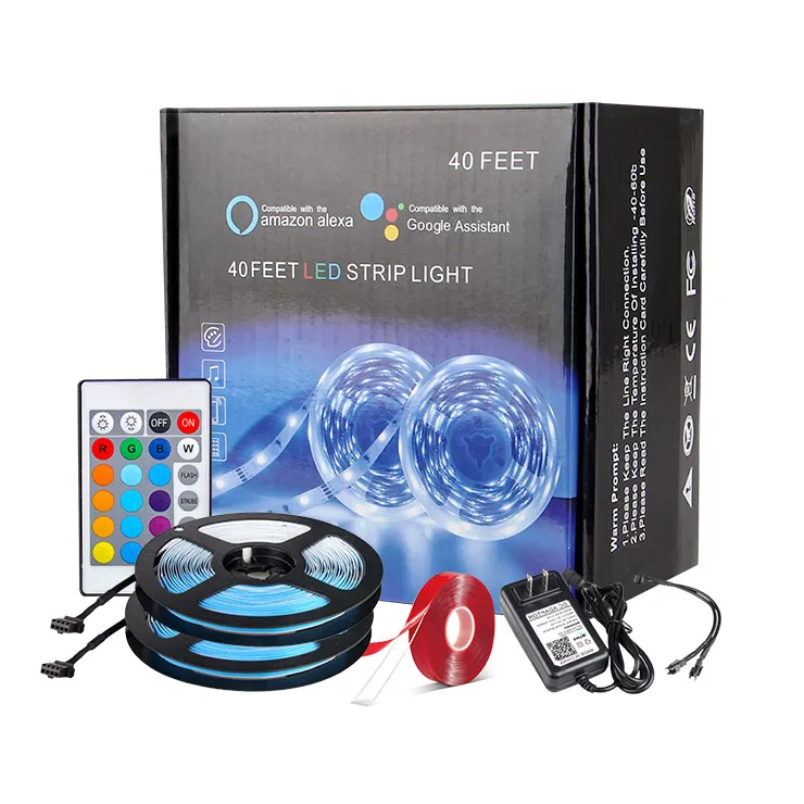 Wifi Control 40 Feet RGB Smart Led  Strip Light  Kit Working with Phone APP