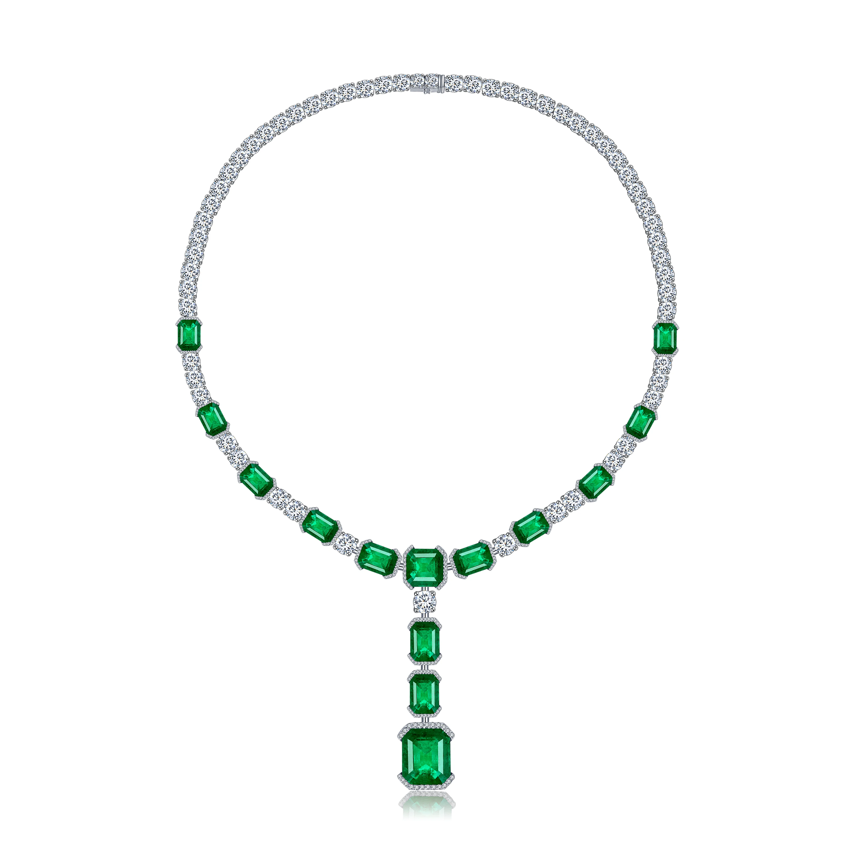 

Lab Created Emerald Necklace Fashion Women 9K Gold Plated Jewelry, Green