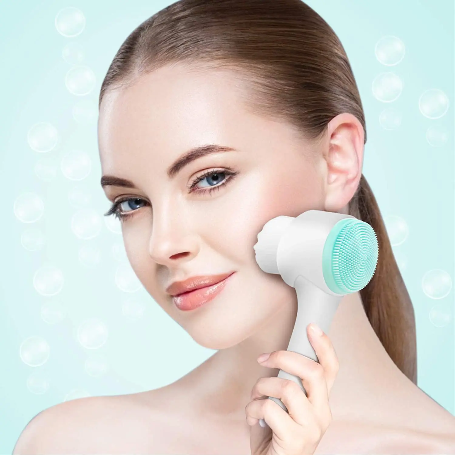 

Cheap sides sonic handheld soft brushes cleansing side silicone facial cleanser double sided silicon face brush manual