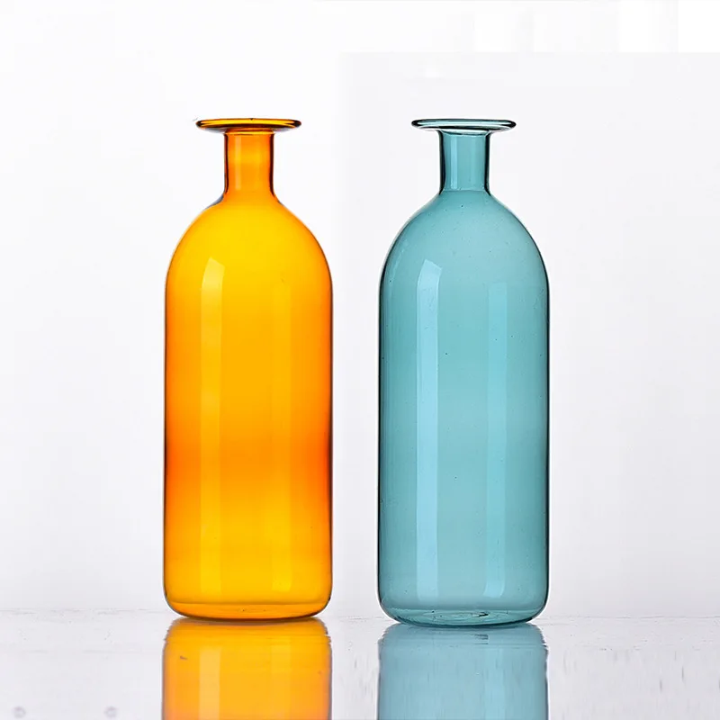 

Factory wholesale hand-blown color home decoration used glass vase for flowers can customized colored