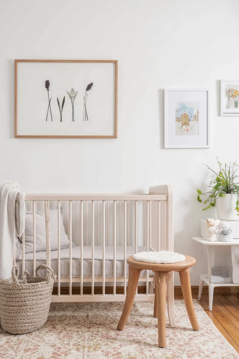 Modern baby nursery with neutral tones and smart storage solutions