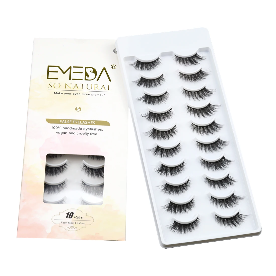 

SA11 10pairs/set 3D faux mink half lashes natural mink lashes with paper boxes in stock fast delivery, Black