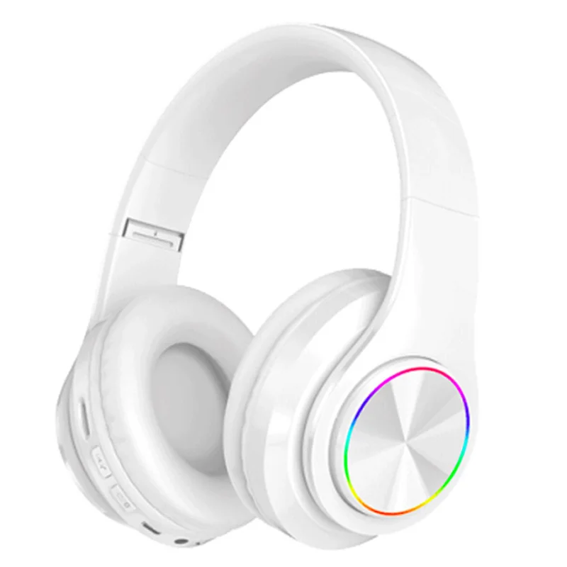 

B39 Light glowing foldable sports wireless blue tooth 5.0 gaming TF card supportable headset headphone, White, black, red & black, black & red, black & blue