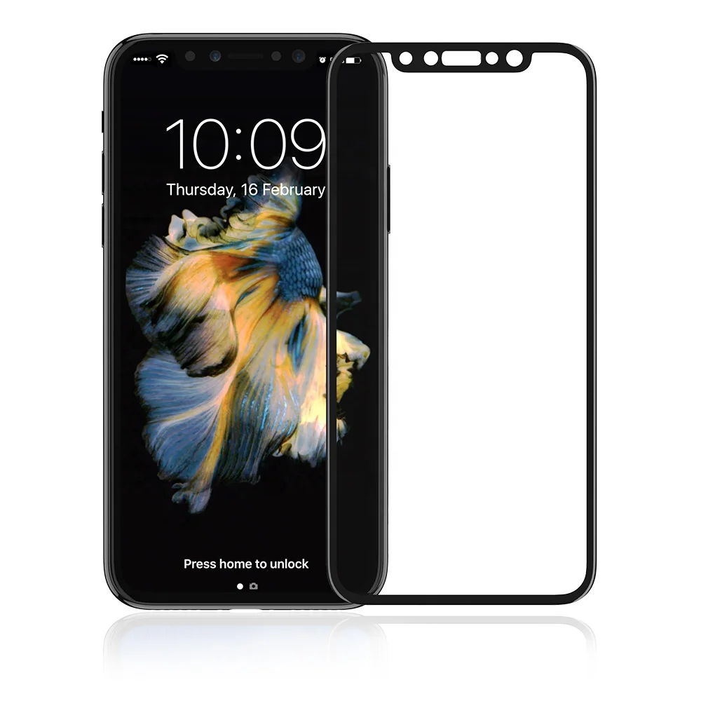 

Shenzhen manufacturer Clear fiber carbon Curved Full Cover mobile phone screen protector tempered glass for iphone X XR XS MAX, White/black