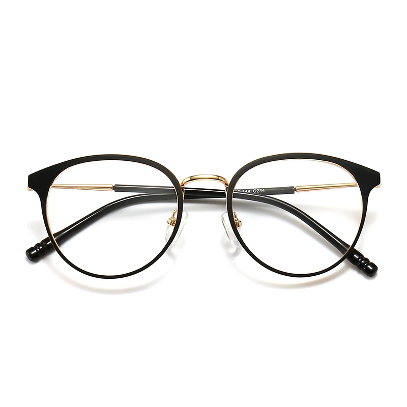 

Wholesale Good Quality Optical Eyeglasses Metal Frames In Stock Round glasses Anti blue light screen protector, Black pink brown blue