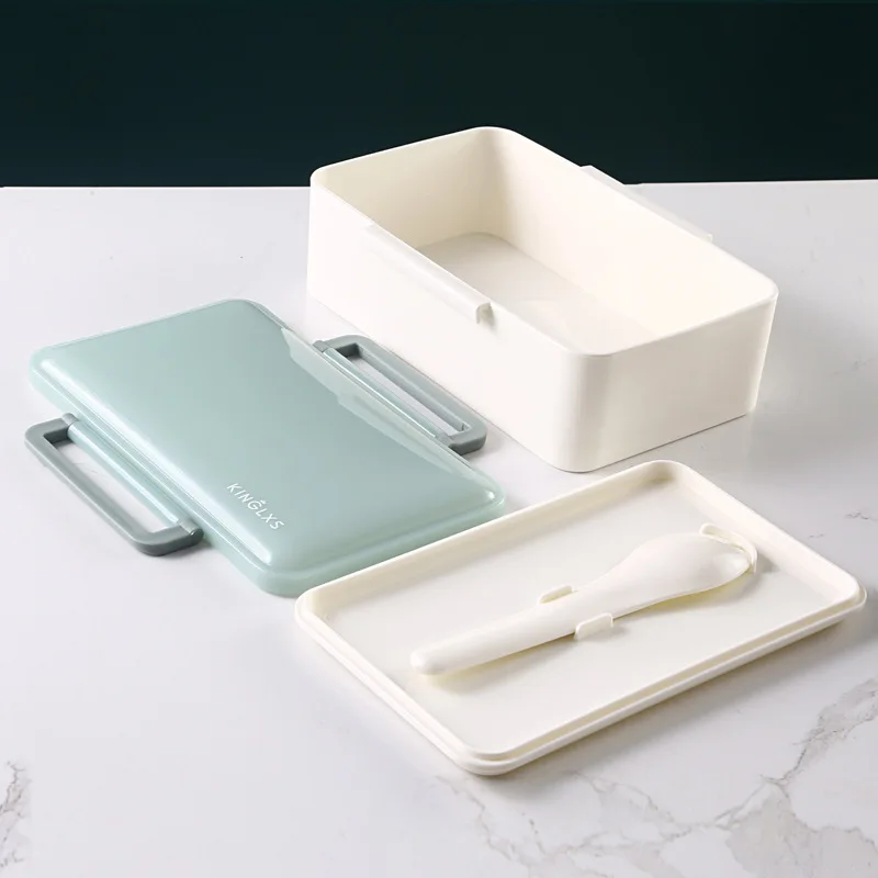 

Large Capacity Portable Partitioned Box Lunch Box with Spoon Office Worker Microwaveable Heated Bento Lunch Box Kids