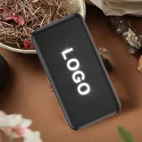 

slim design mobile charger fashion led light oem logo powerbank with suction cup wireless power bank 10000mah with custom logo