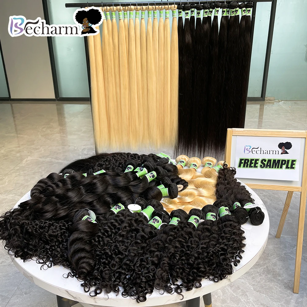 

Becharm Free Sample 100g Hair Wholesale One Donor Virgin Double Drawn Virgin Cuticle Aligned Hair Free Sample Hair Bundles