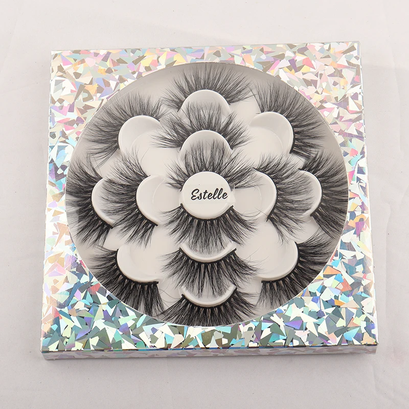 

3d mink eyelash extensions high quality 25 mm lashes mink fake eyelashes flower tray set case package, Natural black