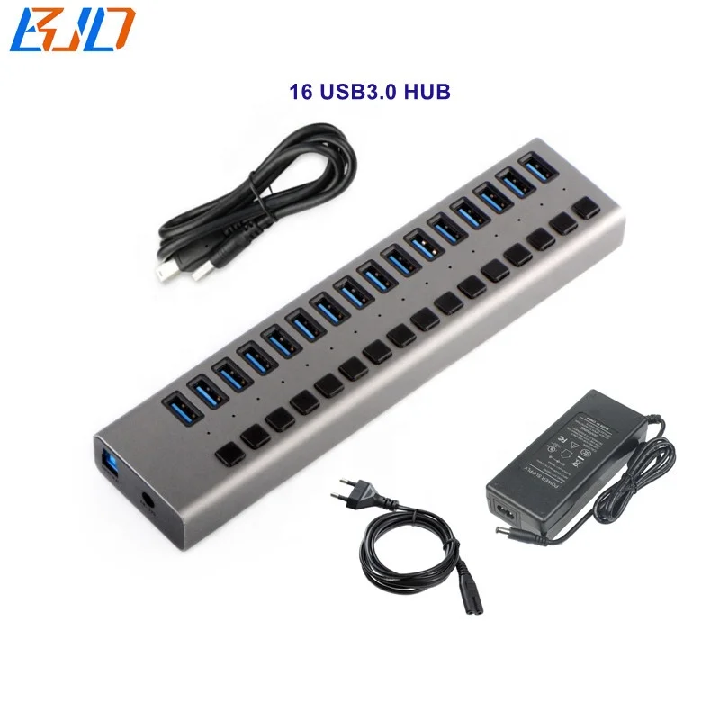 

USB Hub 5Gbps 16 Ports USB 3.0 HUB Splitter On/Off Switch 90W 12V 7.5A Power Adapter In Stock for MacBooks Tablet Laptop