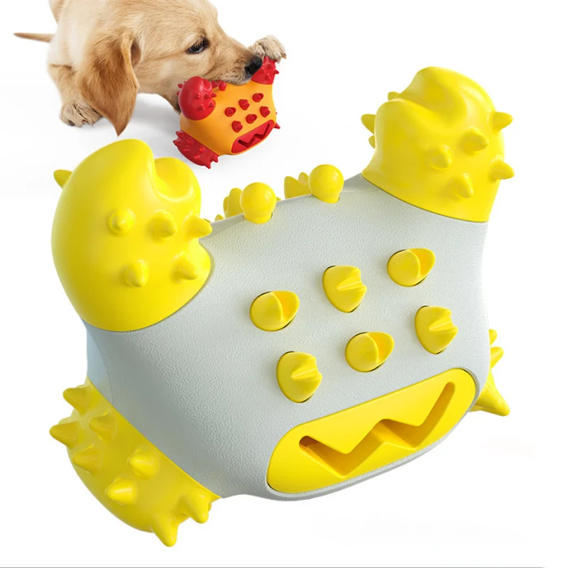 

Manufacturer New Design TPR Indestructible Crab Shape Teeth Clean Chew Interactive Durability Tough Dog Toy, Red,yellow