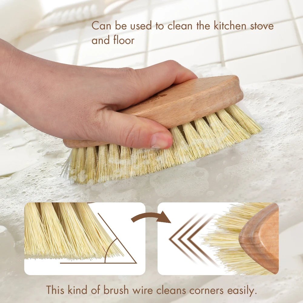 Masthome Ecofriendly 5pcs Kitchen Brush Set All Natural Fibre Wooden Floor Vegetable Dish