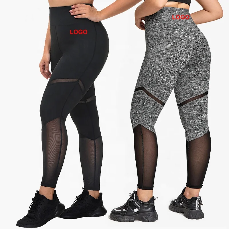 

Plus size yoga wear yoga leggings sportswear girls 4XL alta calidad leggings gym with mesh, 2 colors or custom