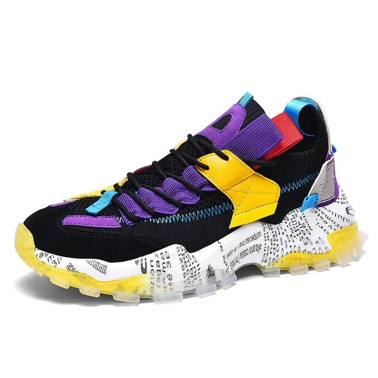 

Hip hop dancing fashion sneakers oversize daddy chunky men's casual platform sports shoes with matching colors