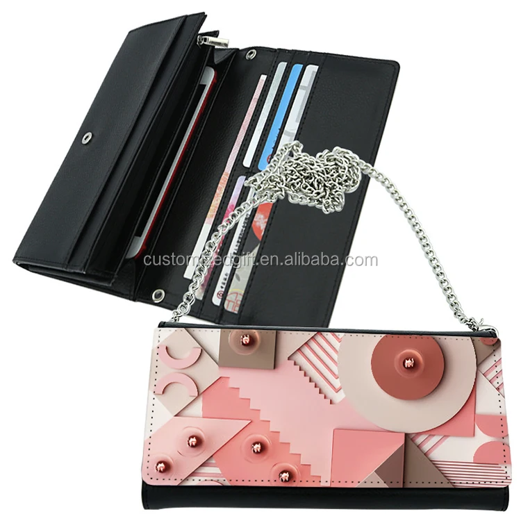 

Gift Sublimation Blank Pu Leather Shoulder Bag Chain Waterproof Portable Wholesale Large Shoulder Bag Lady Zipper Wallets, Customized color
