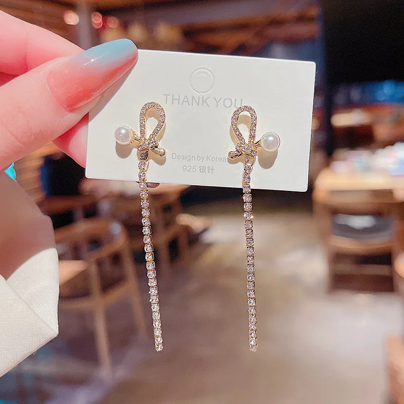 

Earrings For Women 2021 Korean Statement Earring Butterfly Tassel Pearl Flower Heart Geometric Bowknot 925 Silver Needle Jewelry, Picture shows