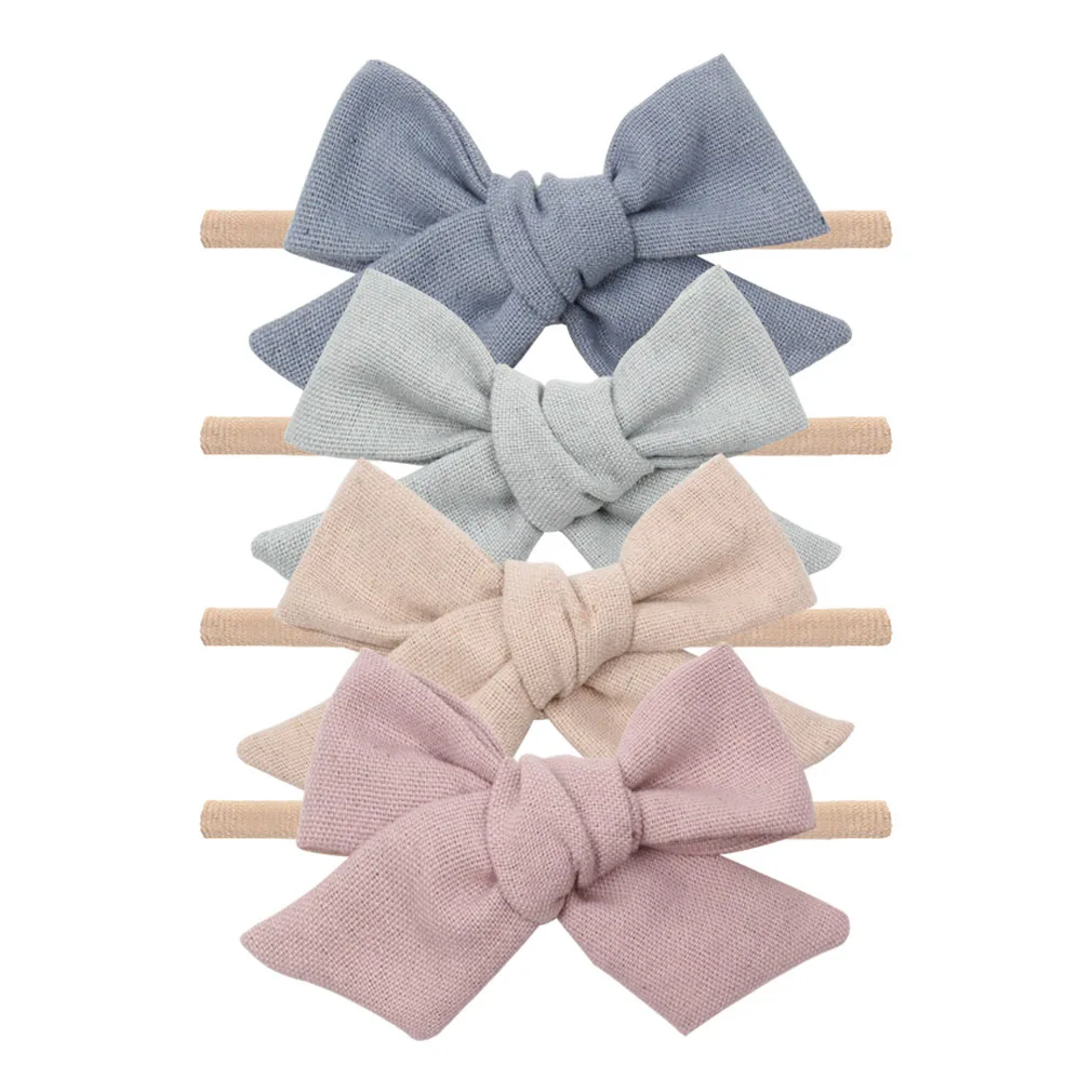 

Classical 2020 Linen Tied Sailor Bow Clip Functional Nylon Headband Baby International Hair Accessories Wholesale Headwear, 4 colors