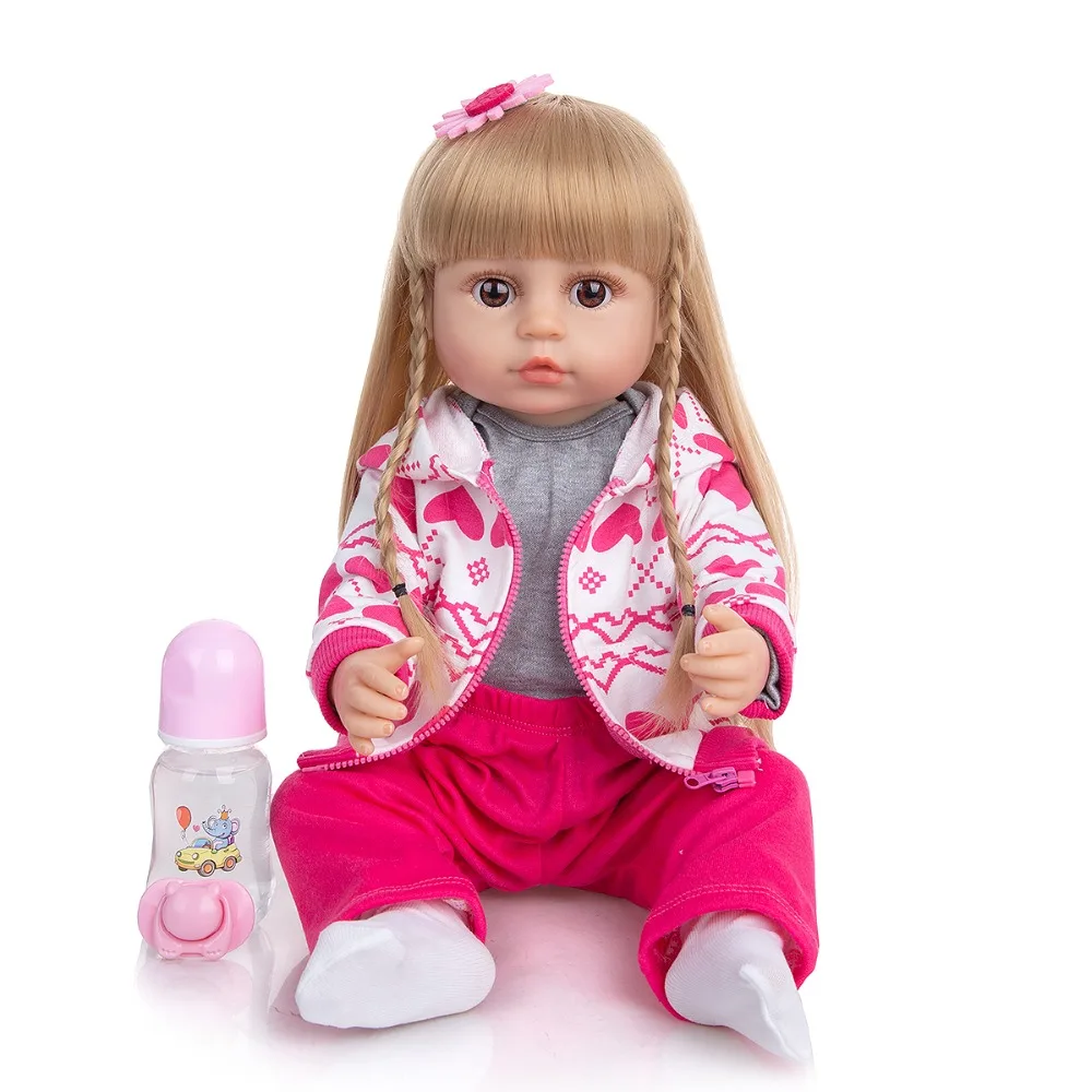 

22 Inch Full Silicone Body Reborn Baby Bath Doll Toys 55 CM Real Touch Princess Bebe Boneca Dolls Toy Kids DIY Playmate Gifts, Picture shown