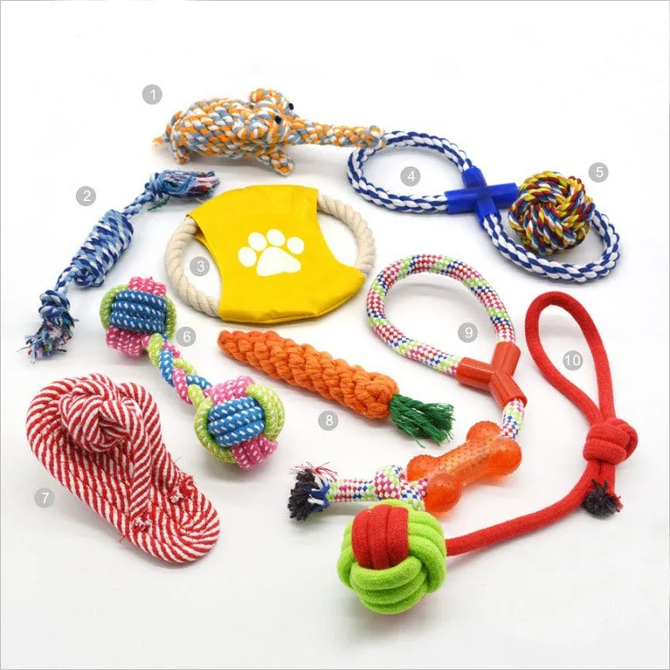 

Eco-Friendly Stocked Bulk Cheap Hand-Woven Super Strong Bite-Resistant Set Chew Interactive Pet Dog Rope Toys for dogs, Customized