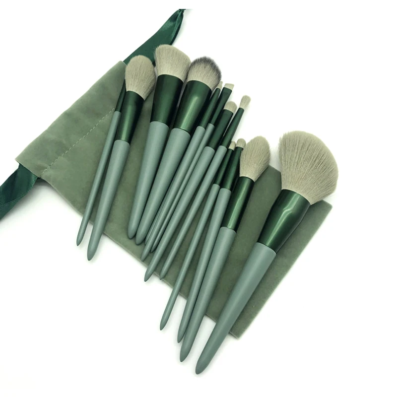 

New milk tea color pink set brush 13 eye shadow blush loose powder makeup brush beauty brush, Colorful