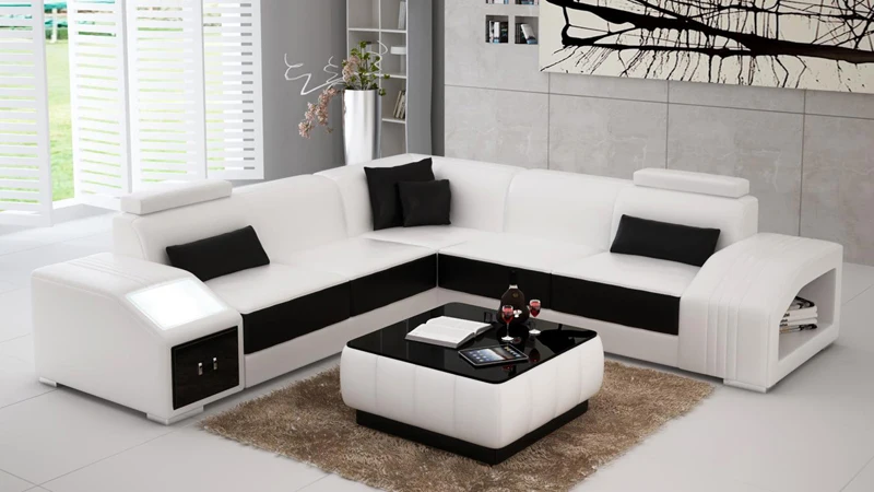 30% off Modern high quality corner-shaped genuine leather sofa furniture