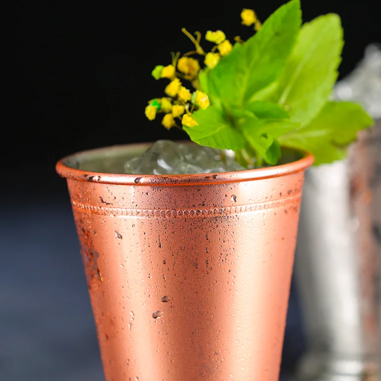 Custom Nickel Plated Beautifully Beaded Trim Edging Cup 12 Oz Moscow Mule Mint Julep Cup