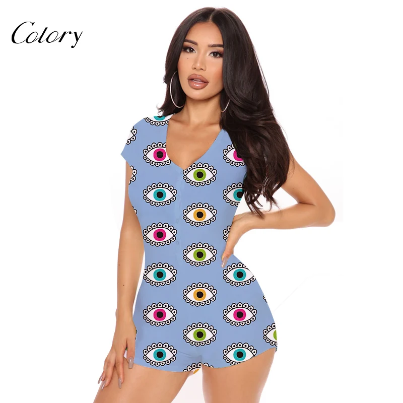 

Colory Sleepwear With Cartoon Character Printed Womens Pajamas Print Onesie, Picture shows