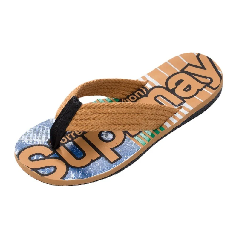 

2021 New High Quality Men's Outdoor sandals Summer Beach Slippers Soft Flip Flops men designer footwear half slipper, Navy/black/orange/greybrown