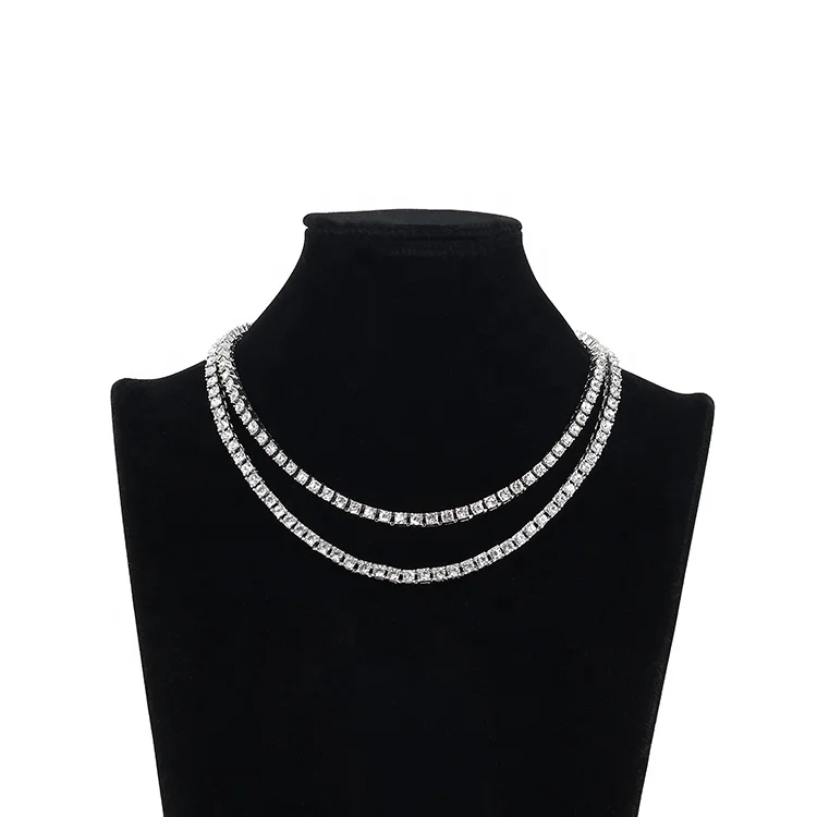 

Collar de tenis iced out chain CZ with alloy single row tennis necklace