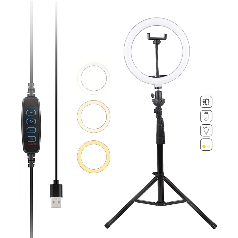 

high quality selfie LED 10 inch ring light with tripod stand phone holder for tiktok