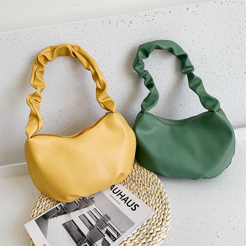 

2021 Purses and Handbags Trendy Korean Fashion Shoulder Bag Pu Leather Sling Pleated Bags Women Mini Handbags Ladies, Colorful