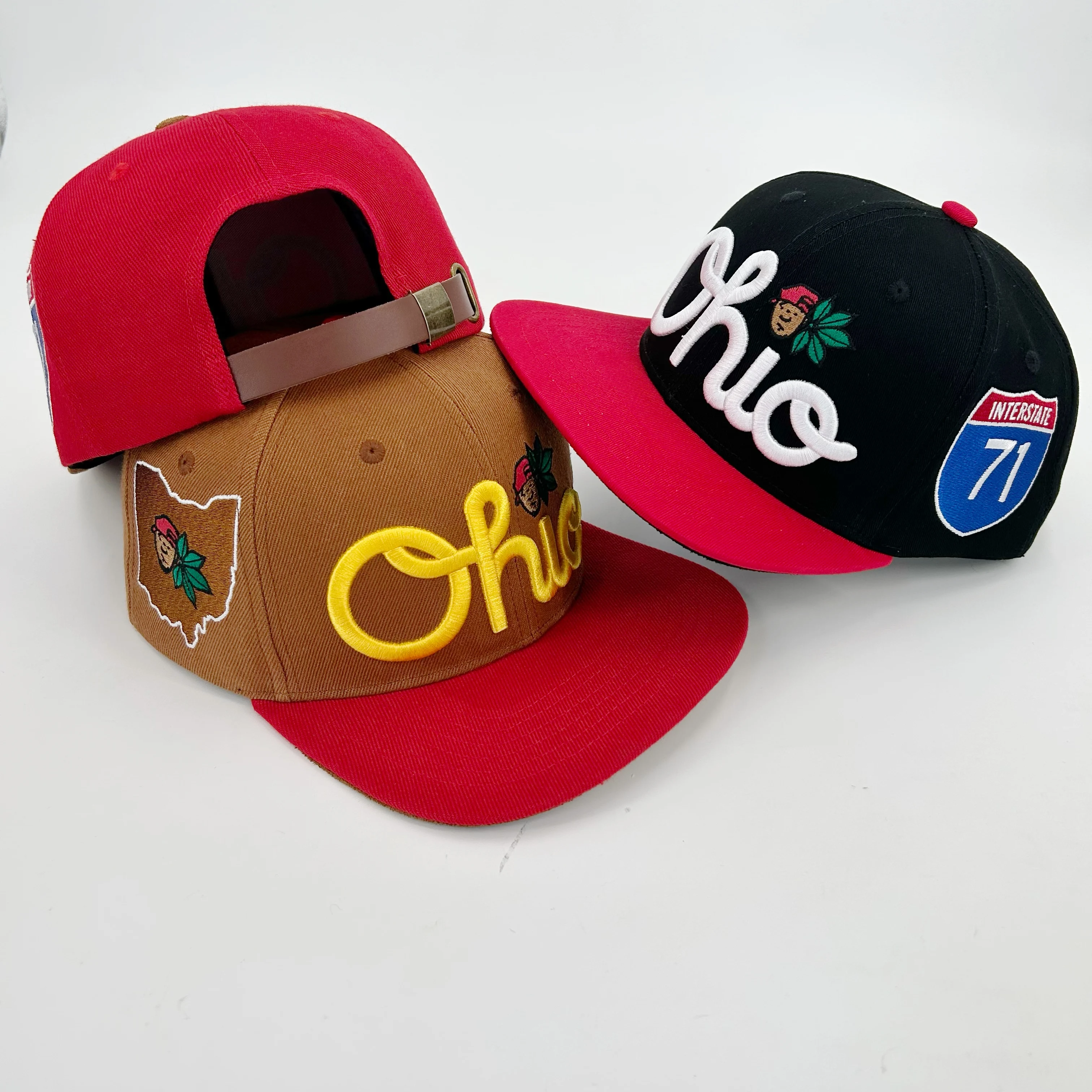 

Flat Brim Hip Hop Hat Custom Logo 3D puff Embroidery flat bill Snapback Caps Hats for men