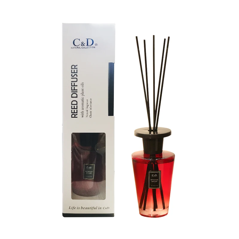 

C&D 150ML China supply hot sale red bottle Essential oils aromatherapy Rattan reed diffuser Air freshener reed diffuser