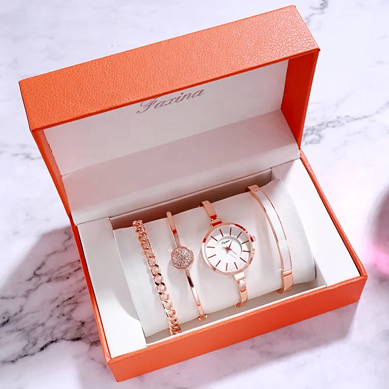 

FSG34 Women's Bangle Watch and Crystal Bracelet Set luxury gift set for ladies, See below pictures showed