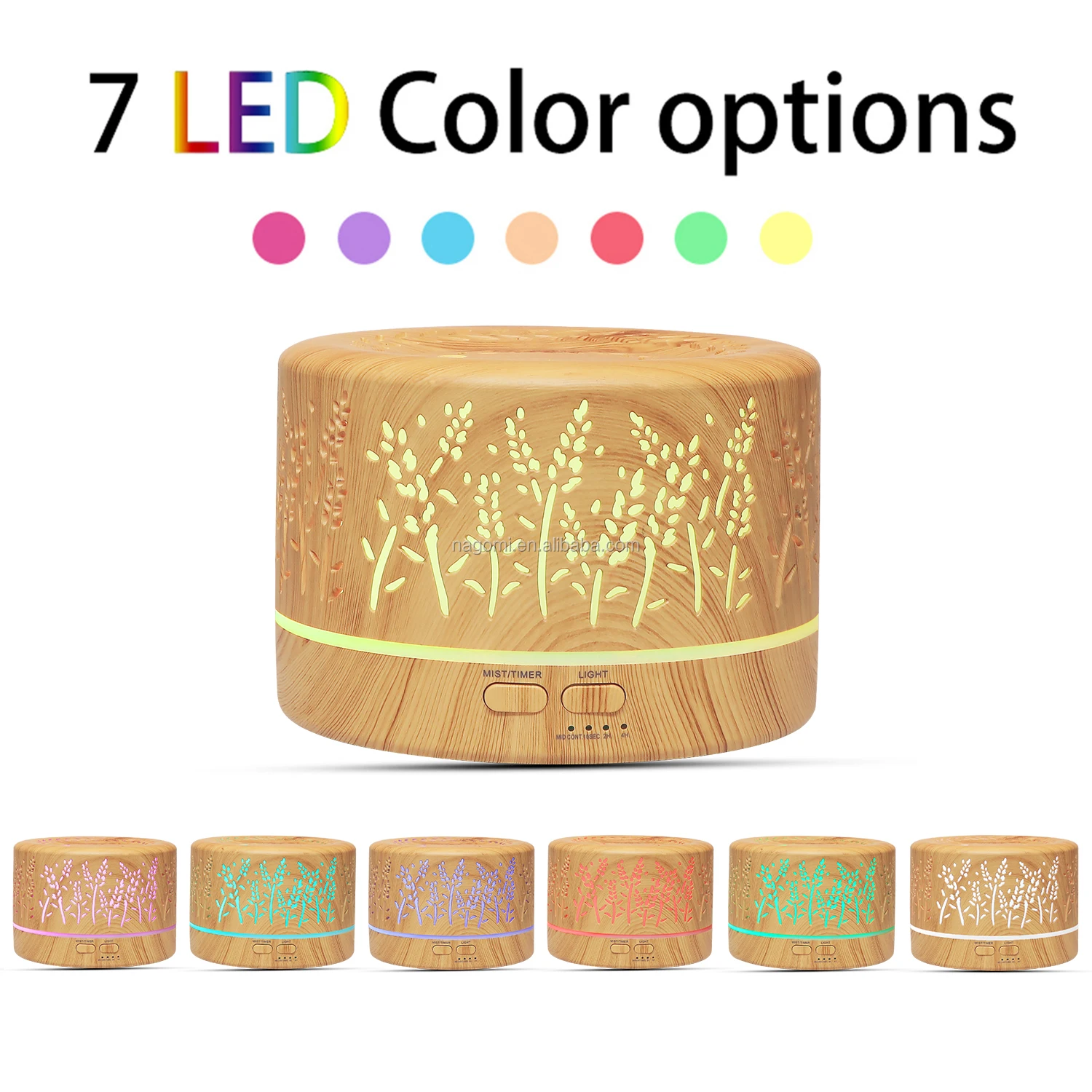 Hot Sale Gift 700ml Remote Control Wheat Ear Pattern Bamboo Art Hollow Ultrasonic humidifier aroma diffuser Led Light