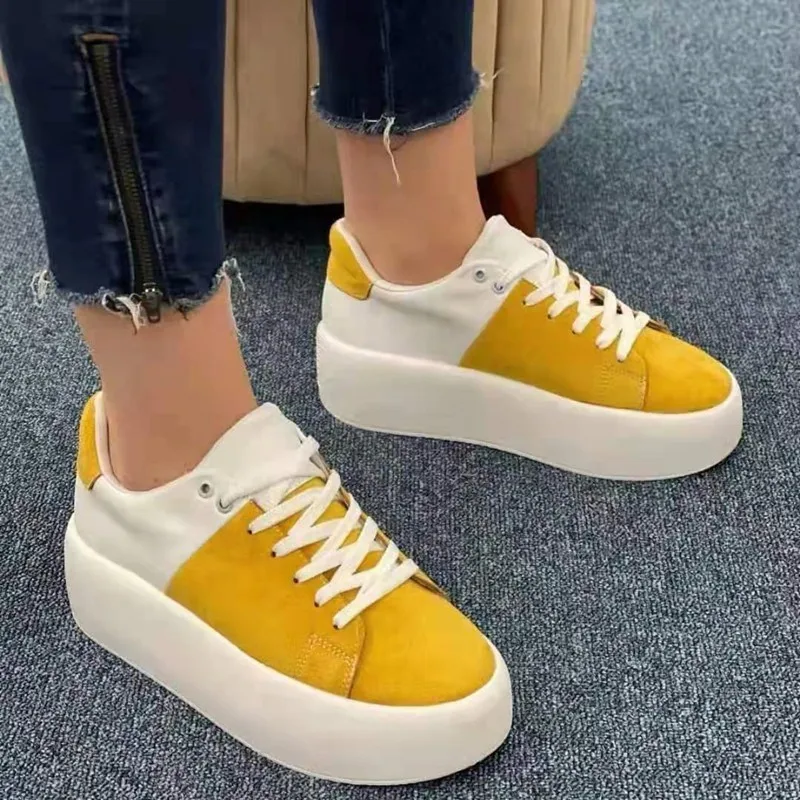 

Autumn new thick soles women turn fur loafers versatile casual shoes, White,black,yellow
