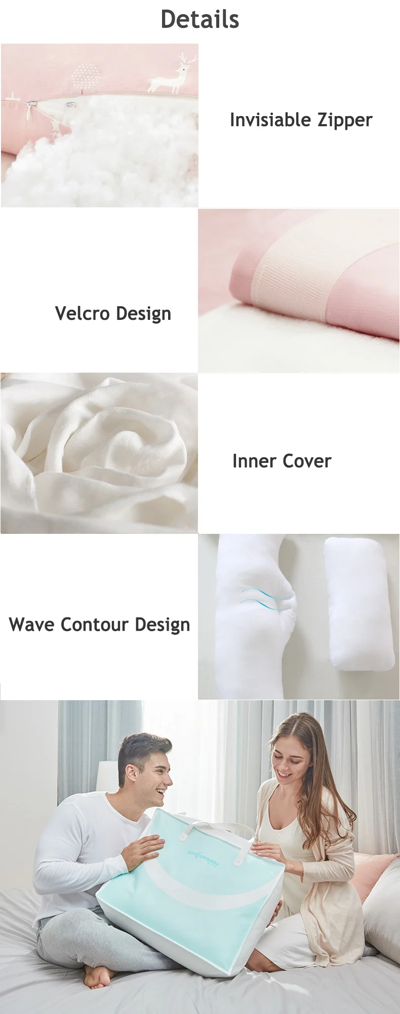 Organic Maternity Bamboo Outer Cover Full Body Pregnancy Pillow For Pregnant Women supplier