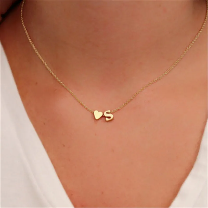 

Heart Initial Fashion Heart Initial Necklace Personalized Letter Necklace Name Jewelry women accessories girlfriend gift