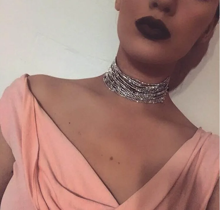 

Hotselling Hyperbole Multi Layers Crystal Rhinestone Choker Necklace Luxury Full Diamond Collar Necklace For Party Women