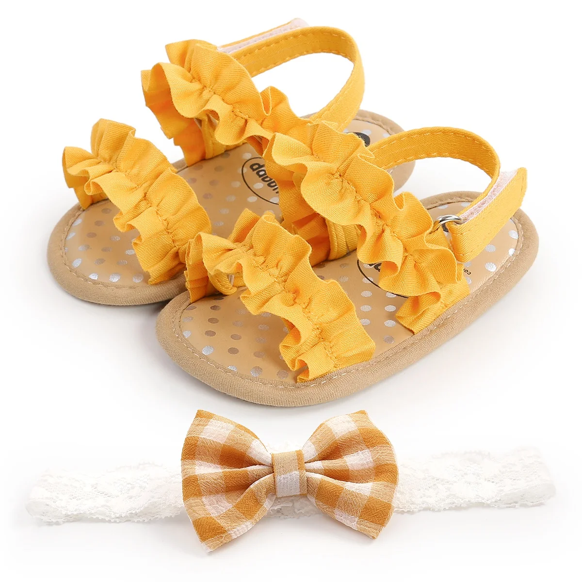 

Toddler Girl Summer Infant Barefoot Newborn Baby Princess Sandals with Bow headband
