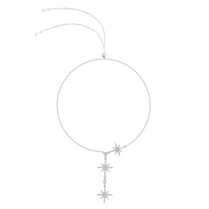 

Eight Awn Star Pendant Collar Choker Short Necklace Korean style, Golden