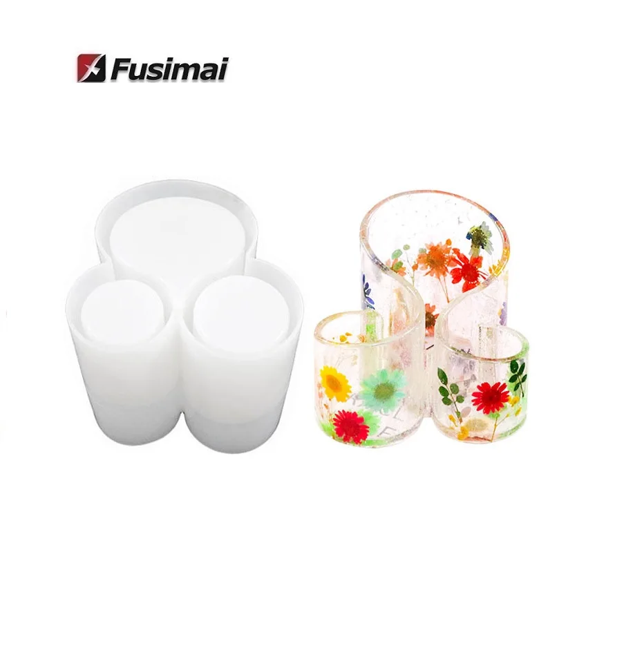 

Fusimai Vase Mould Silicone Pen Holder Epoxy Resin 3 In 1 Cosmetic Storage Mold, Random