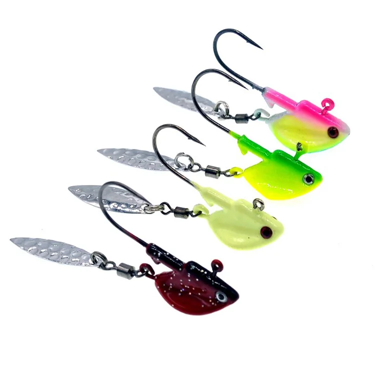 Lifelike Lead Head Hook With Metal Spoon Sequins Jig Head  Hook  Soft Worm  Fishing Hook