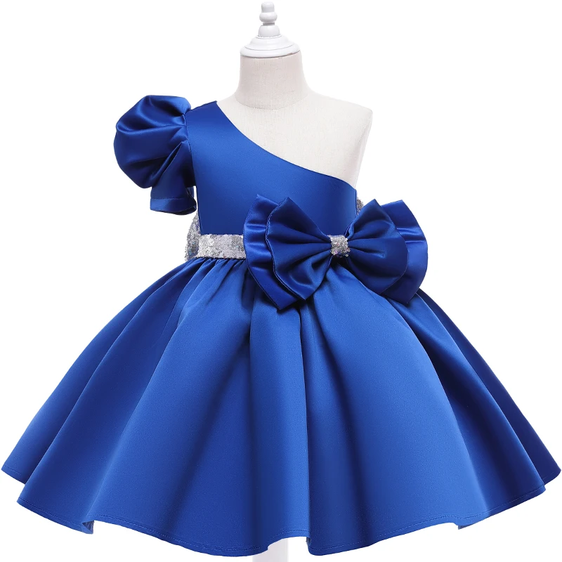 

New Girls Slanted Shoulder Dress Skirt Princess Dress Party Costume, Picture shows