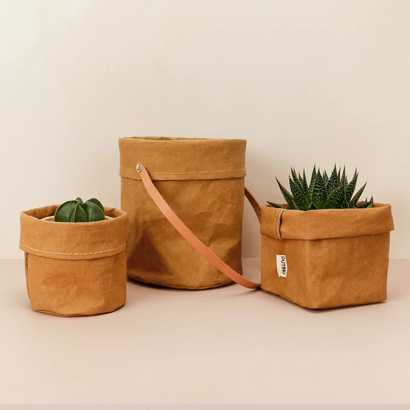 

Eco-friendly Kraft Paper Bag Sundries Storage Box Makeup Brush Bucket Toy Storage Bin Pen Container, Customized