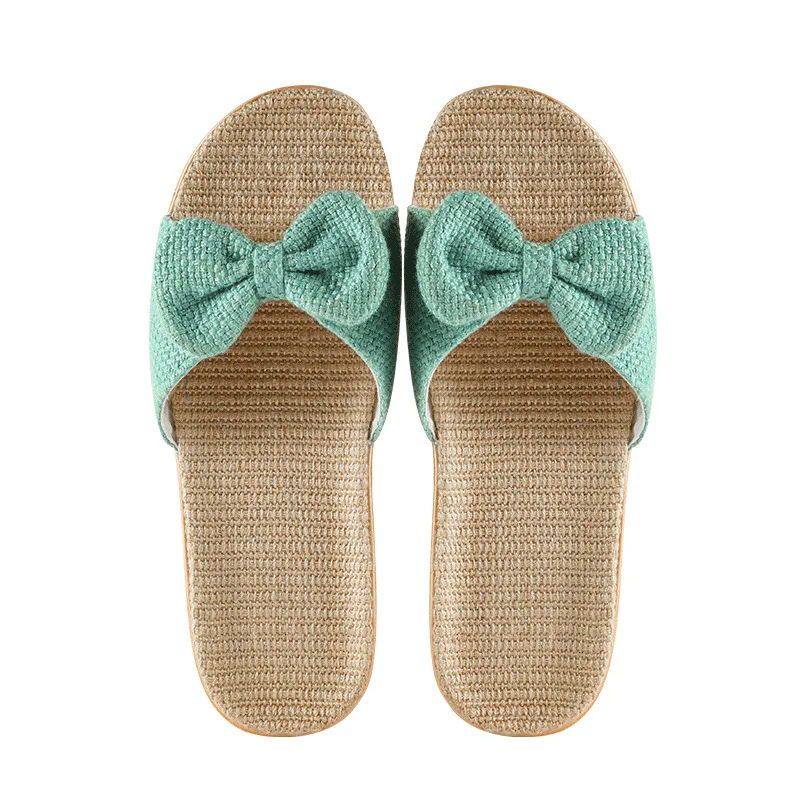

Summer bow flax slippers women's indoor non-slip women's Flax slippers