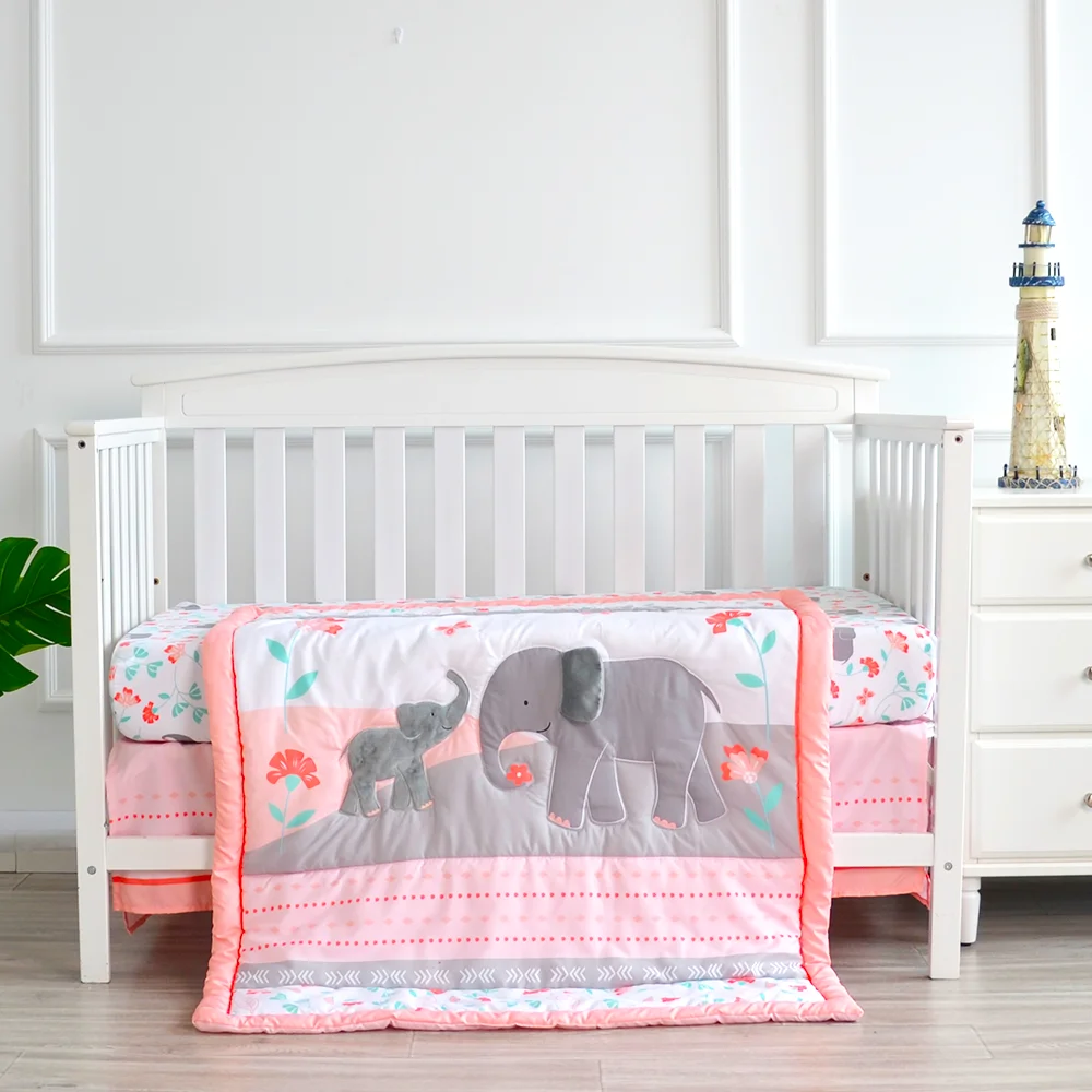 Pink Cartoon Elephant Organic Cotton Cot Bed Set Nursing Baby Crib Bedding  Sets For Girls - Buy Crib Bedding Sets For Girls,Baby Bedding Set,Crib  Bedding Set Product on 