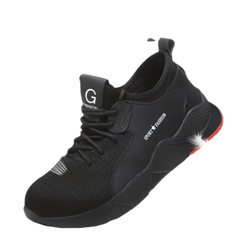 

Factory Sale Trendy Men's Safety Shoes Plus Size Solid Color Mesh Breathable Anti-Smashing Anti-Piercing Laces Men Running shoes