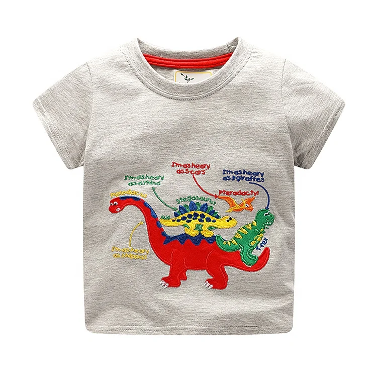 

Summer 2021 Kids Clothes Tee-Shirt with Dinosaur Animal Shirt, Gray