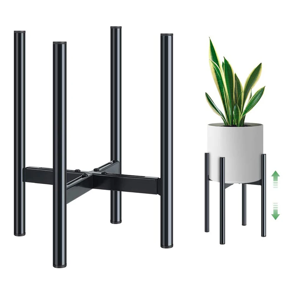 

Hot Selling Black Amazon Metal Flower Stand Minimalist Style Balcony Factory Flower Vase Stand Adjustable Indoor Plant Stand